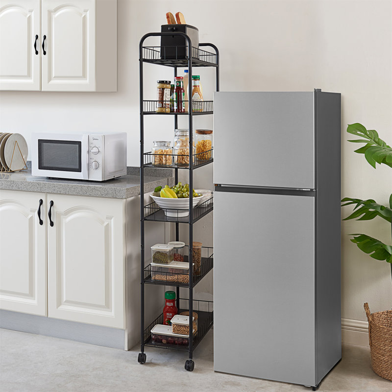Namiko Bathroom Laundry Narrow Piaces Utility cart,Slim Slide Out Storage Tower Rack with Wheels,Kitchen Cart Rack
