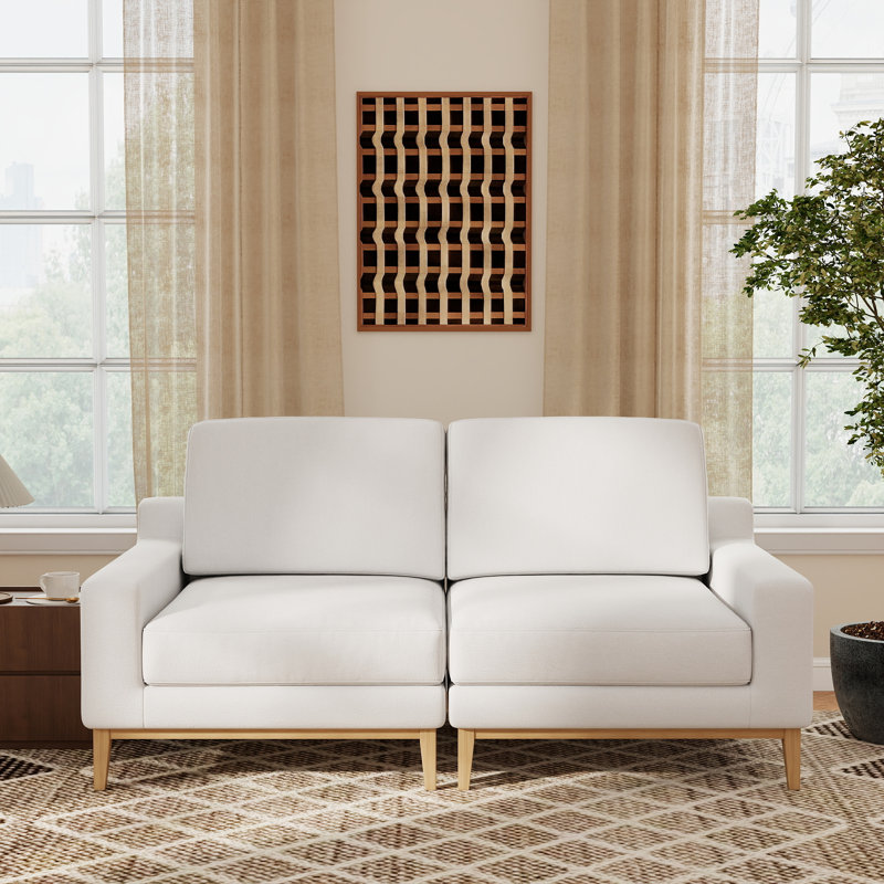 Canapé modulaire rembourré 2 pièces Bourbeau, Blanc