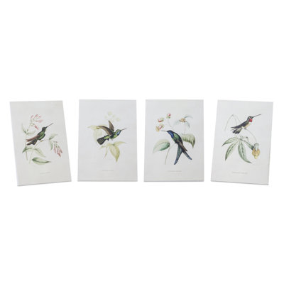 Ensemble de quatre décorations murales colibri blanc