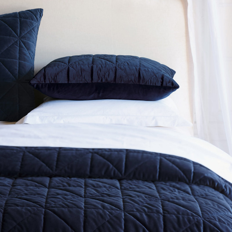 Nova Velvet Coverlet, Twin Coverlet, Indigo