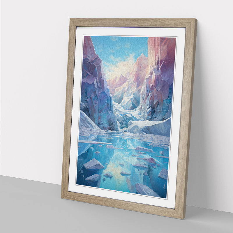 Glacier Futurism - Framed Print, 34cm H x 25cm W x 2cm D, Oak