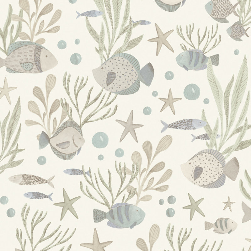 Little Dreamers Collection Underwater Fish Wallpaper Roll, Beige