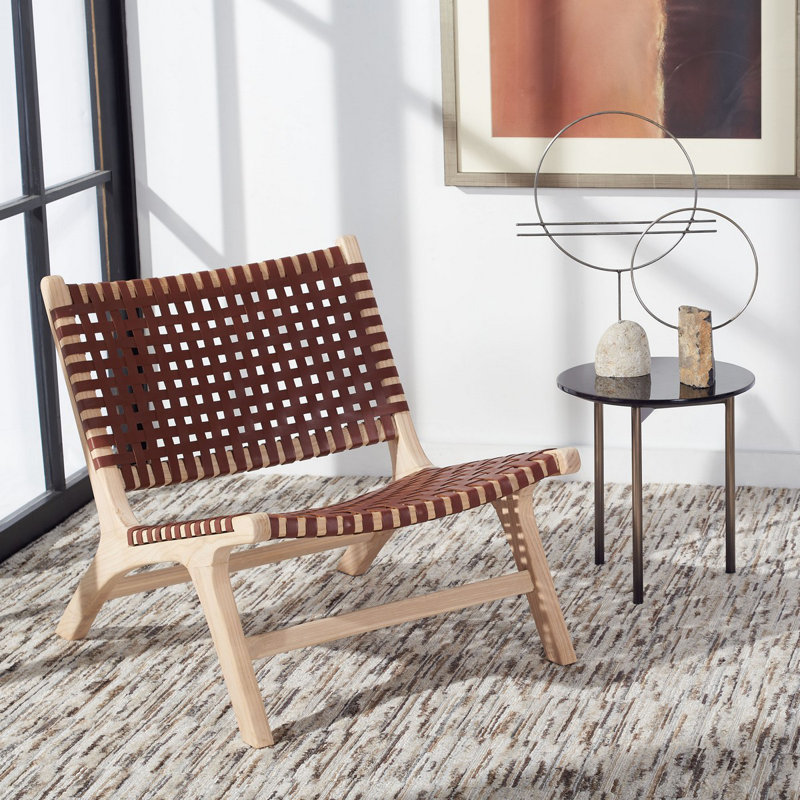 Chaise parsons Millner, Naturel, Cuir cognac