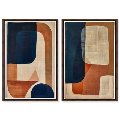 «Blue Cream», ensemble de 2 Boho Abstract par Art Remedy