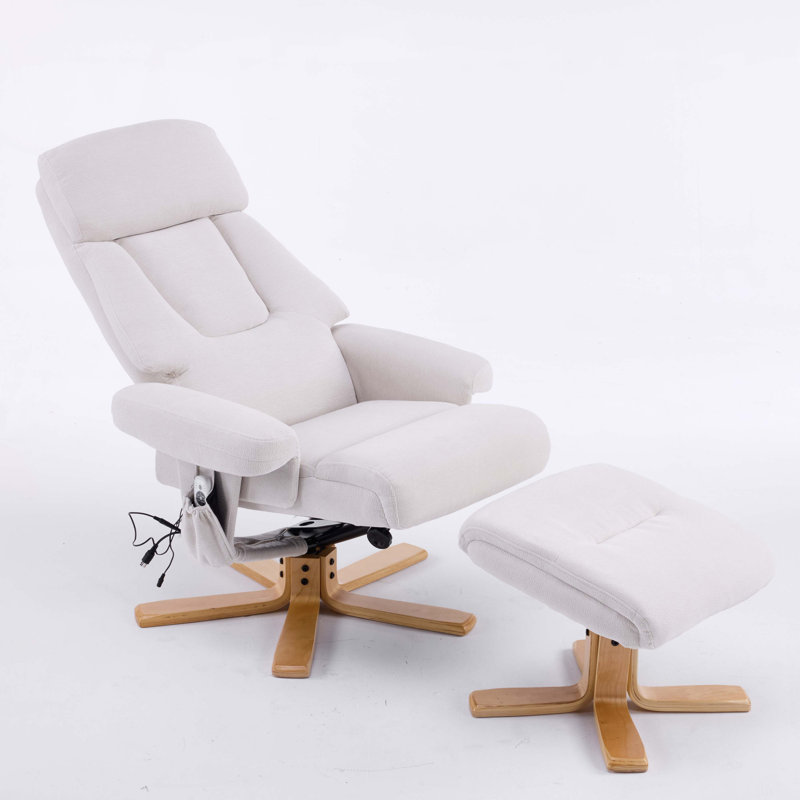PU Leather Heated Massage 360° Swivel Accent Chair, Chair with ottoman, Ergonomic Comfort for Living Room, Bedroom Reading Nook Small Single Sofa for Bedroom, Office, Apartment