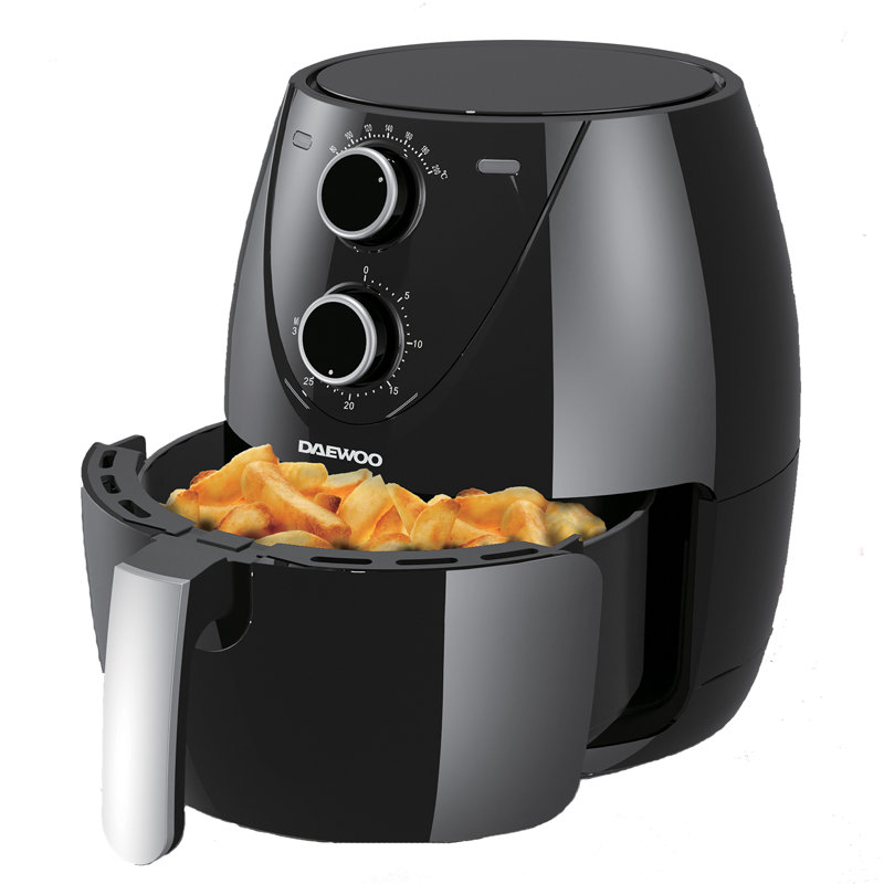 Daewoo Medium Compact 4 Litre Air Fryer Healthy Bake Roast Grill 80-200 Degrees & 30min Timer Adjust Serves 5, 4L Single Pot Air Fryer