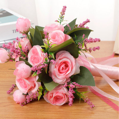 1Pcs Wedding Bouquets for Bride Bridesmaid Bouquet Artificial Roses Flowers for Wedding Valentine's Day Church Home Decoration Marriage Proposal Party Church Decoration