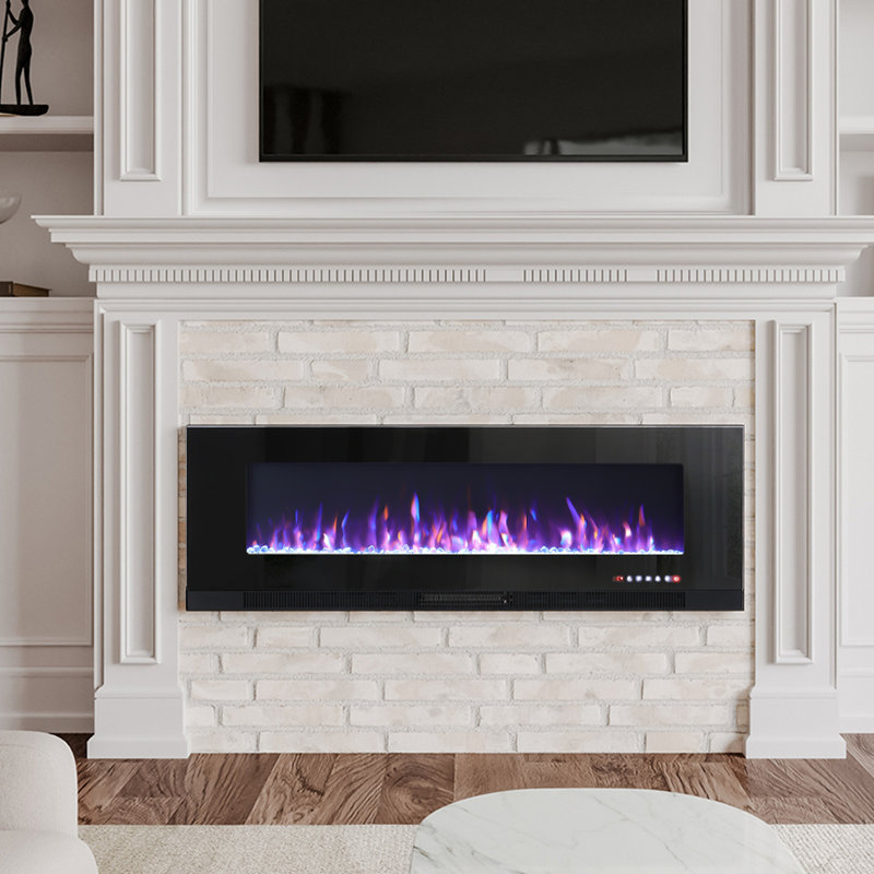 Tanisha Belfry Heating 182.9cm W Electric Fireplace with 5000 BTU, 50cm H x 152cm W x 12cm D, Black