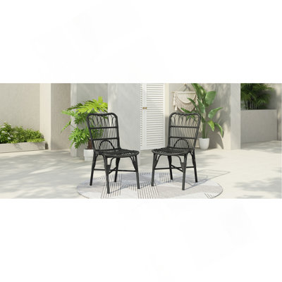 Ensemble de 2 chaises d'extérieur en osier de patio en osier pour terrasse, piscine, jardin