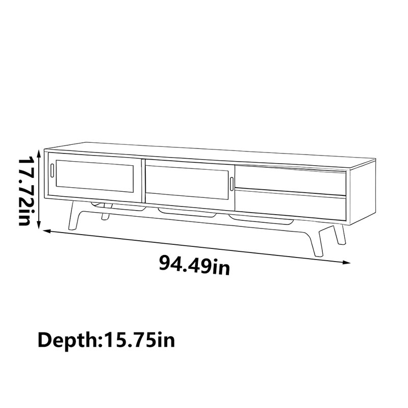 Meuble télé moderne et simple en noyer noir, 94.49"