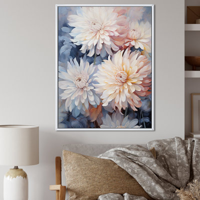 «White and Pink Mums Flowers Elegance», reproduction sur toile