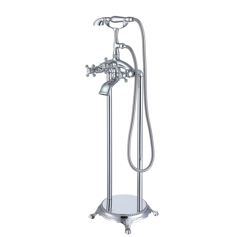 Robinet de baignoire et douche à main - Autoportant, 10 po de largeur, hauteur, jet pleine couverture autoportant avec finition, fabrication en métal, profondeur 40, 3,9 gal / min, ajoute du style à la baignoire