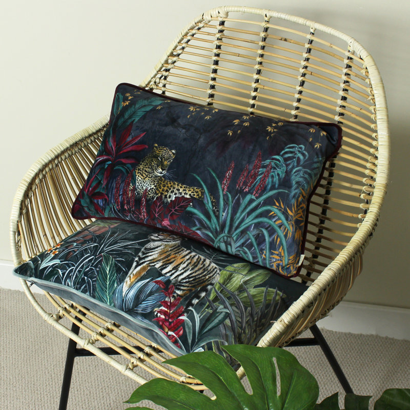 Floral Rectangular Cushion, Feathers