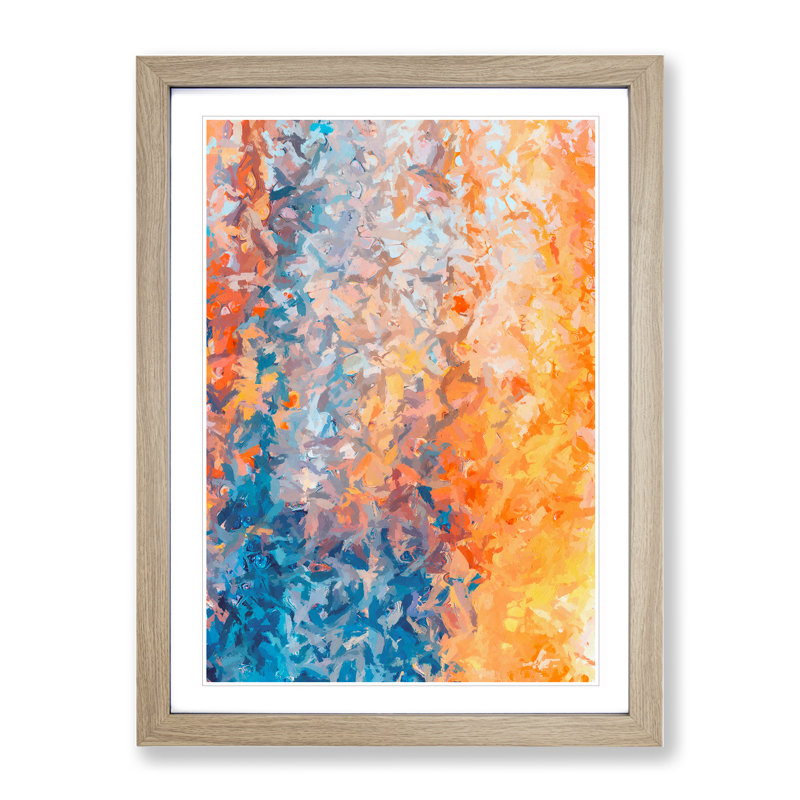 Broken Through Abstract - Wall Art, 48cm H x 36cm W, Oak Framed, White