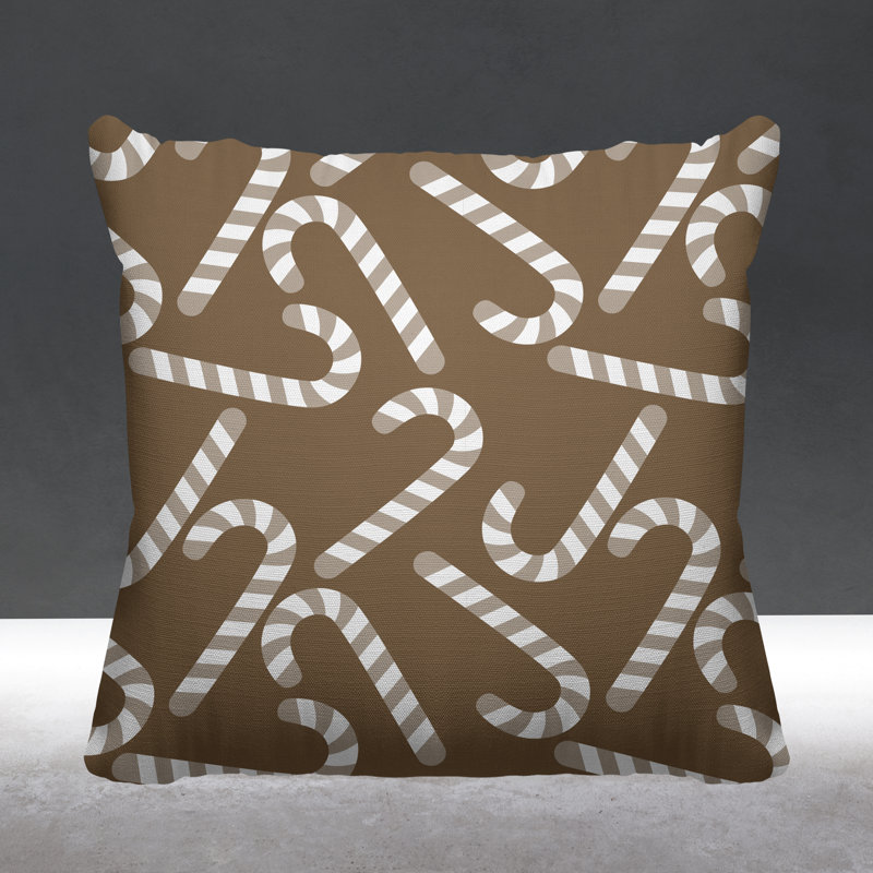 Coussin décoratif intérieur / extérieur Christmas Candy Cane, L 19 po x H 19 po, Beige