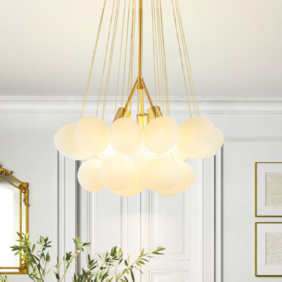 Lillyen 3-Light Modern Dimmable Tiered Glass Bubble Chandelier