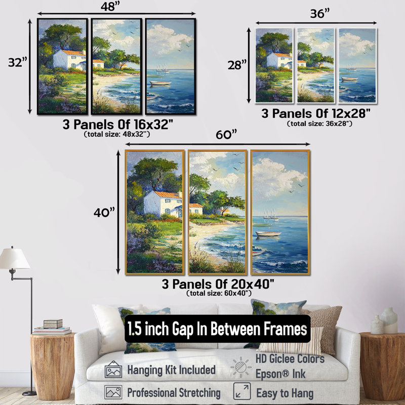 Ensemble de décorations murales Galveston Island In Texas - Texas, H 28 po x l 36 po, Reproduction avec cadre flottant, Doré