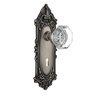 Plaque victorienne avec trou de serrure décoratif et bouton de porte Waldorf