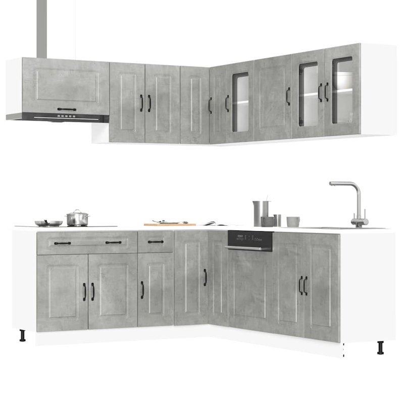 Kalmar Kitchen Cabinet Set, Concrete Grey
