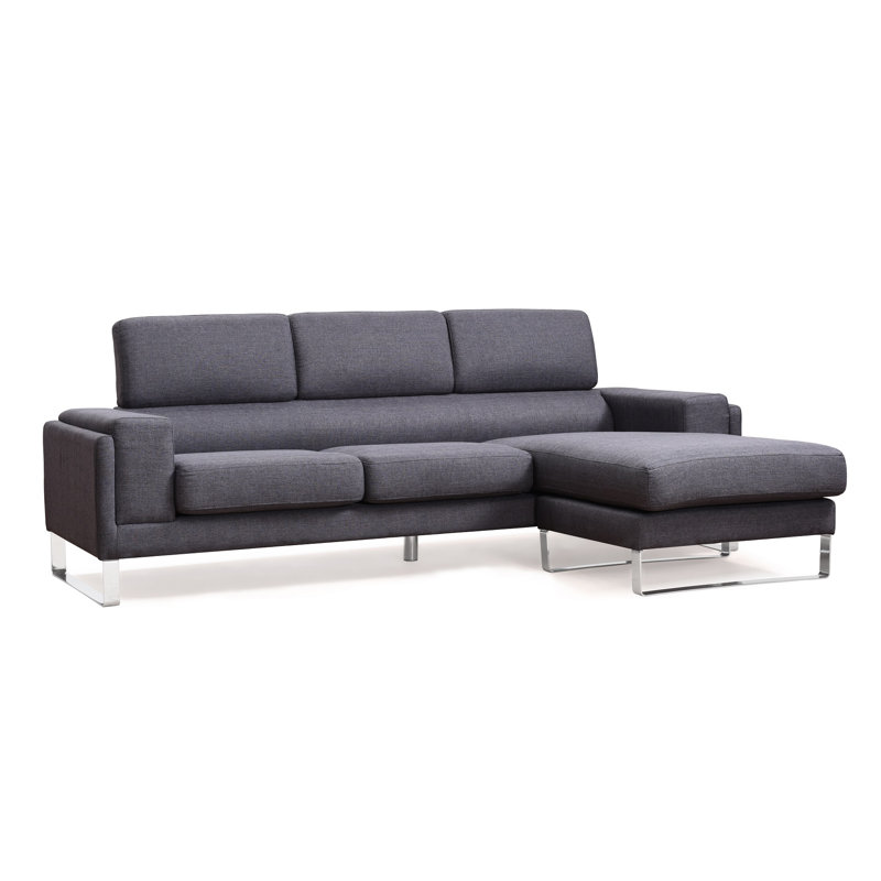 Bettysue Upholstered L-Shaped Sectional Reversible, Gray