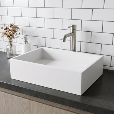 Lavabo de salle de bain rectangulaire fait à la main blanc mat L 17 po x l 13 po x H 5 po Montauk