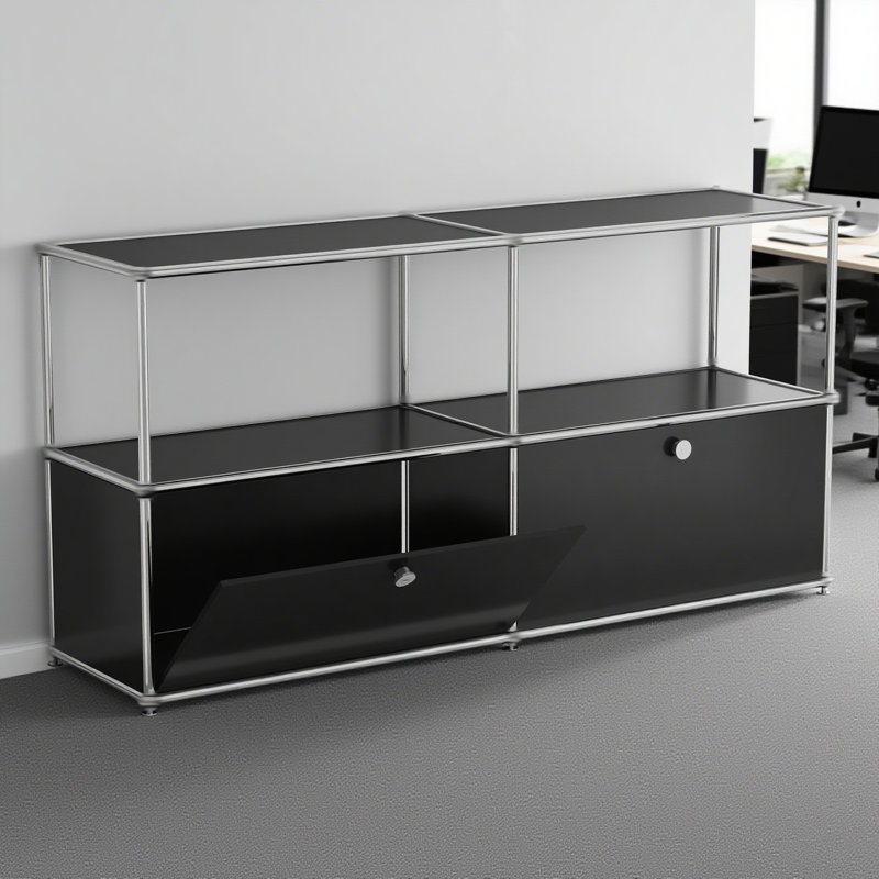 Armoire de rangement modulaire en métal avec tablettes réglables, Noir
