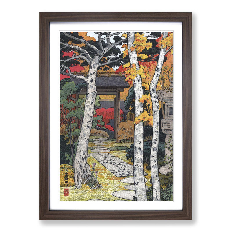 Through the Woodland by Toshi Yoshida - Picture Frame Painting Print, 36cm H x 27cm W x 2cm D, Walnut Framed