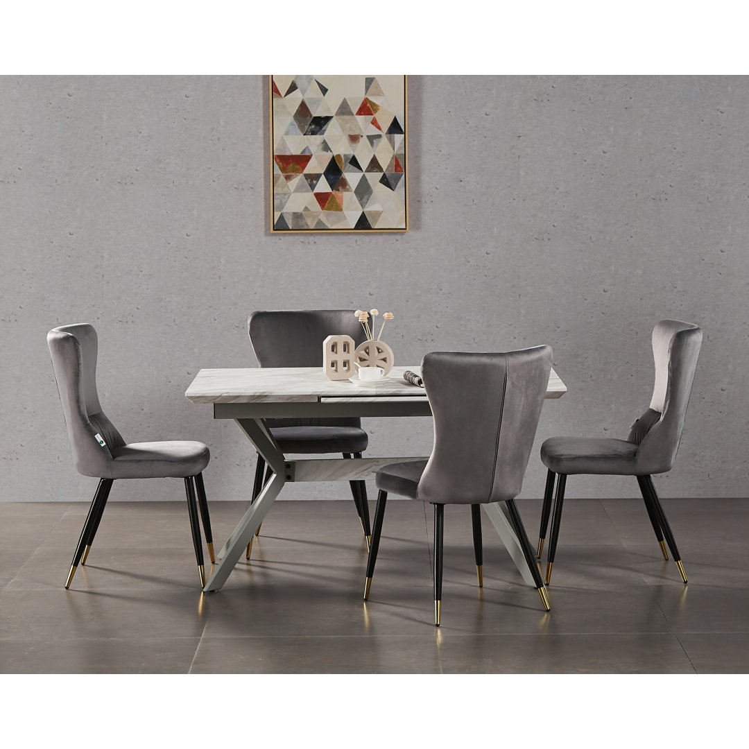 Hartshorne Velvet Dining Chairs - Ergonomic Curved Back with Metal Legs -  Side Chair for Dining Room Kitchen Living Room