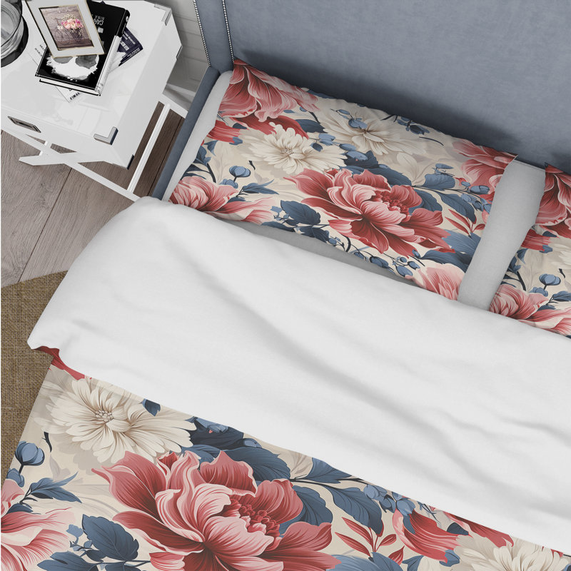 Literie à motif floral français I, Housse de couette simple + 1 taie décorative stan