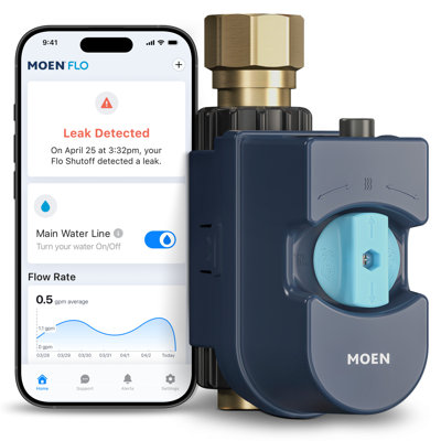 Moen Flo Shutoff, Automatic Water Leak Detector & Shutoff, 1"