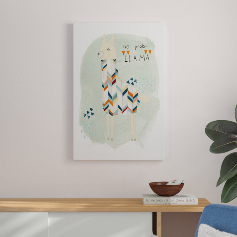 Llama Squad I by June Erica Vess - Painting on Canvas, 91cm H x 61cm W, Wrapped Canvas