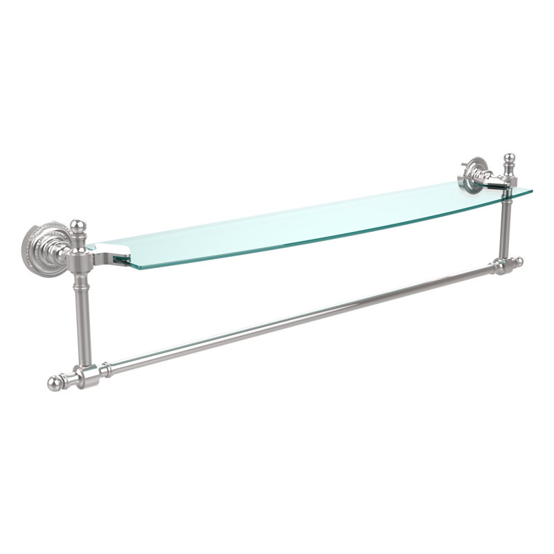 Godinez Bracket Shelf with Towel Bar, 28", Polished Chrome