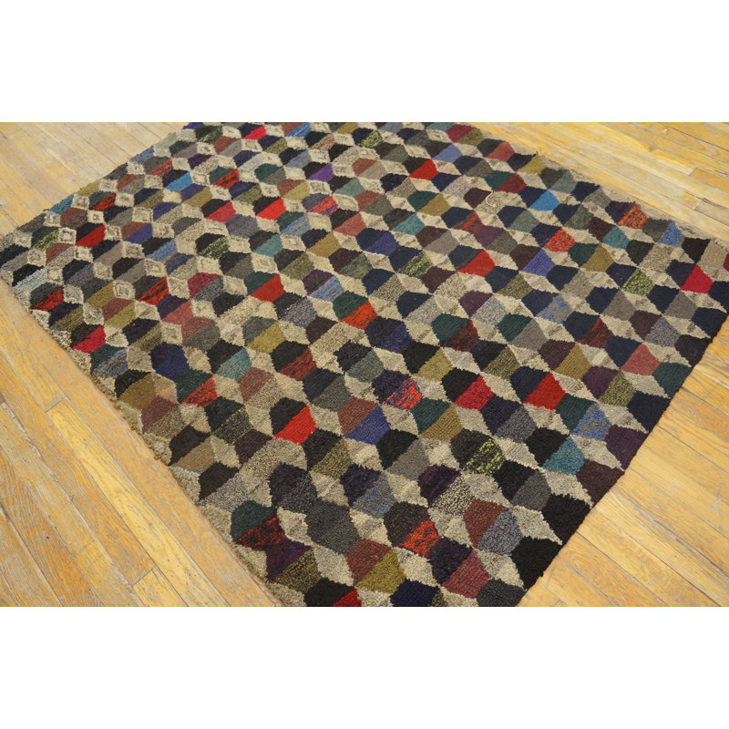 Hand Knotted Wool Geometric Area Rug in Multicolored