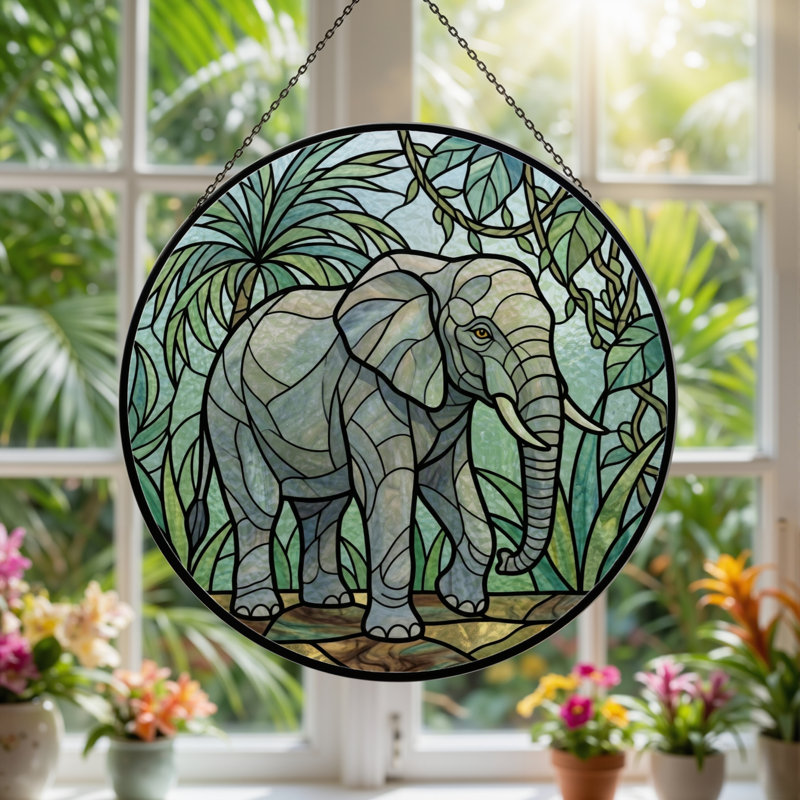 Panneau de vitrail en verre coloré, 7,8 heures, H 7,8 po