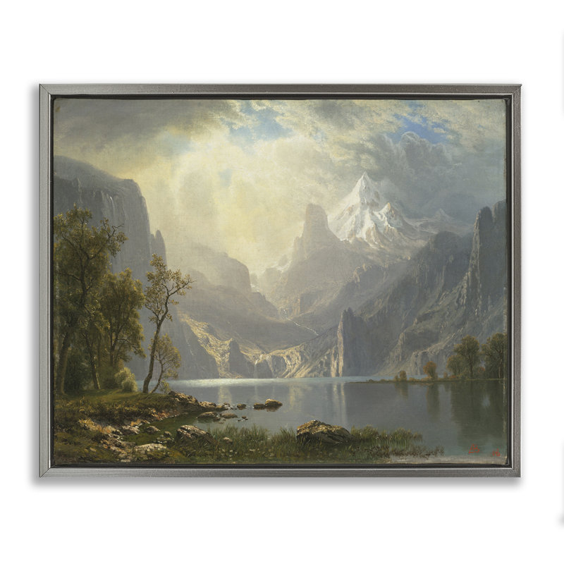 Art mural classique sur toile flottante avec vue sur la montagne, Cadre flottant gris lustré, H 25 po x l 31 po