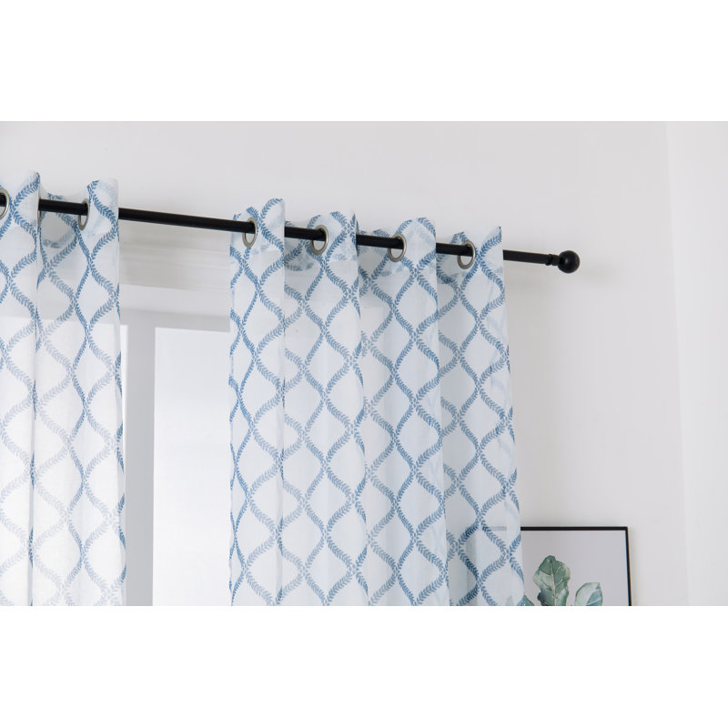 Mkenzi Polyester Semi-Sheer Gromments Curtain Pair, 52" W x 96" L