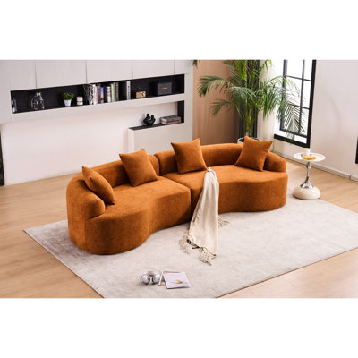 4 Orange Pillow Back - Relax In Style No Corners Living Room