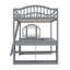 Lit mezzanine double en bois avec bureau en U, compartiments de rangement et miroir à trois volets, gris-610412795