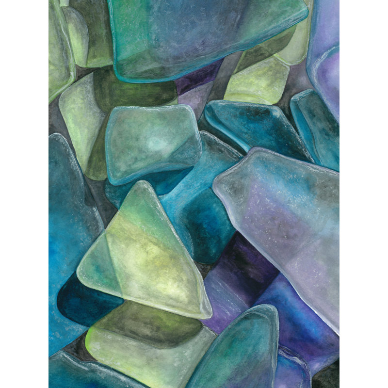«Seaglass I», reproduction d'impression sur affiche, H 16,5 po x l 13,5 po, Cadre noir, Pas de tapis
