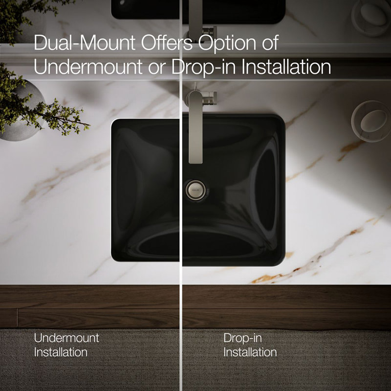 Iron Plains Dual-Mount Bathroom Sink, Black Black