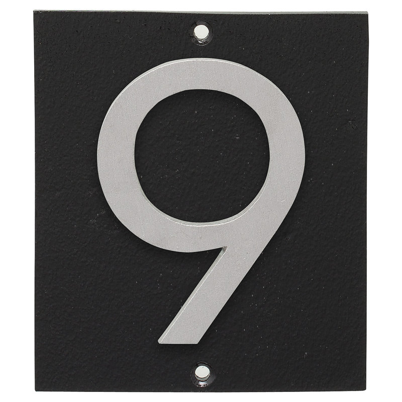 Plaque d’adresse murale sur 1 ligne flottante, Noir, Aluminium brossé, Oui