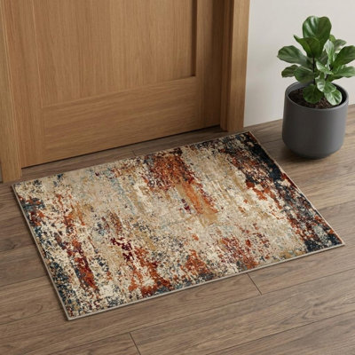 Tapis abstrait orange et noir 2 pi x 3 pi