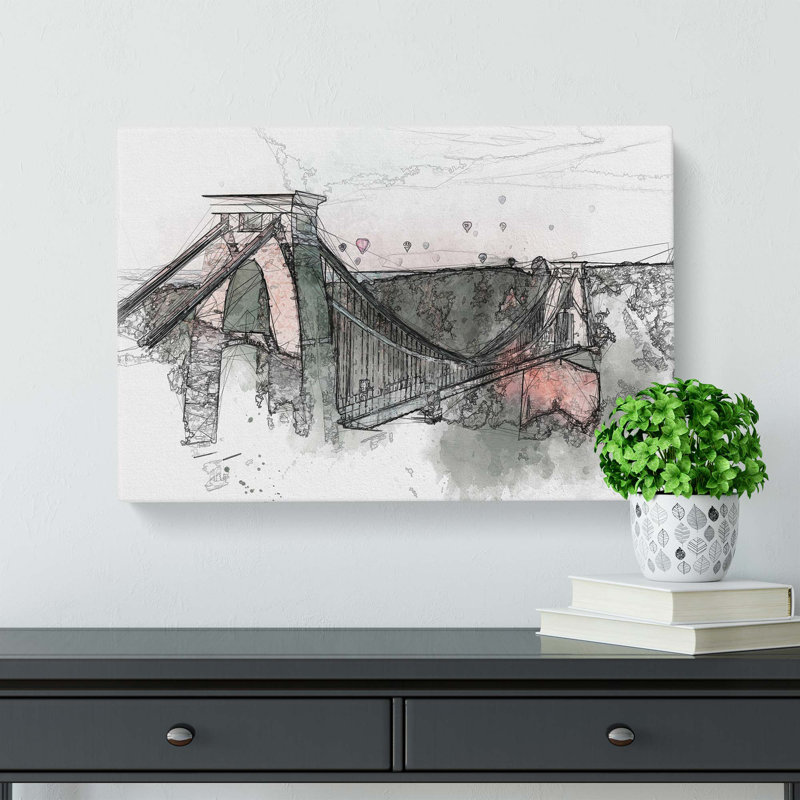 Clifton Suspension Bridge In Bristol - Wrapped Canvas Print, 91.4 cm H x 61 cm W