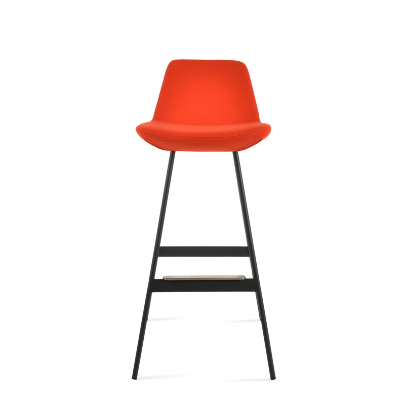 Tabouret Pera Balat, Laine orange, Noir, Tabouret de comptoir (siège d'une hauteur de 24 p