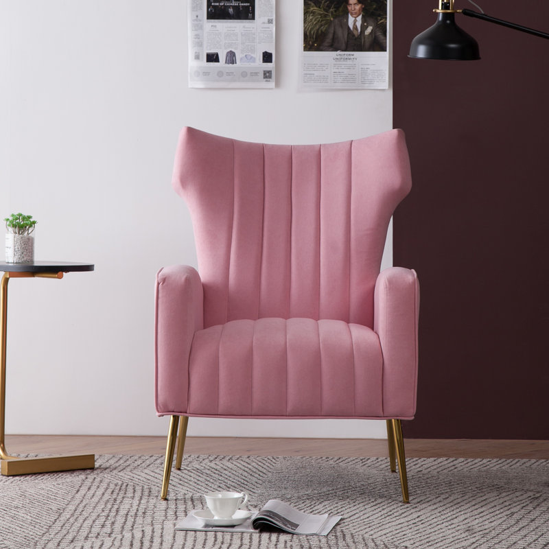 Fauteuil à oreilles Floreal de 27,5 po de large Floreal, Rose