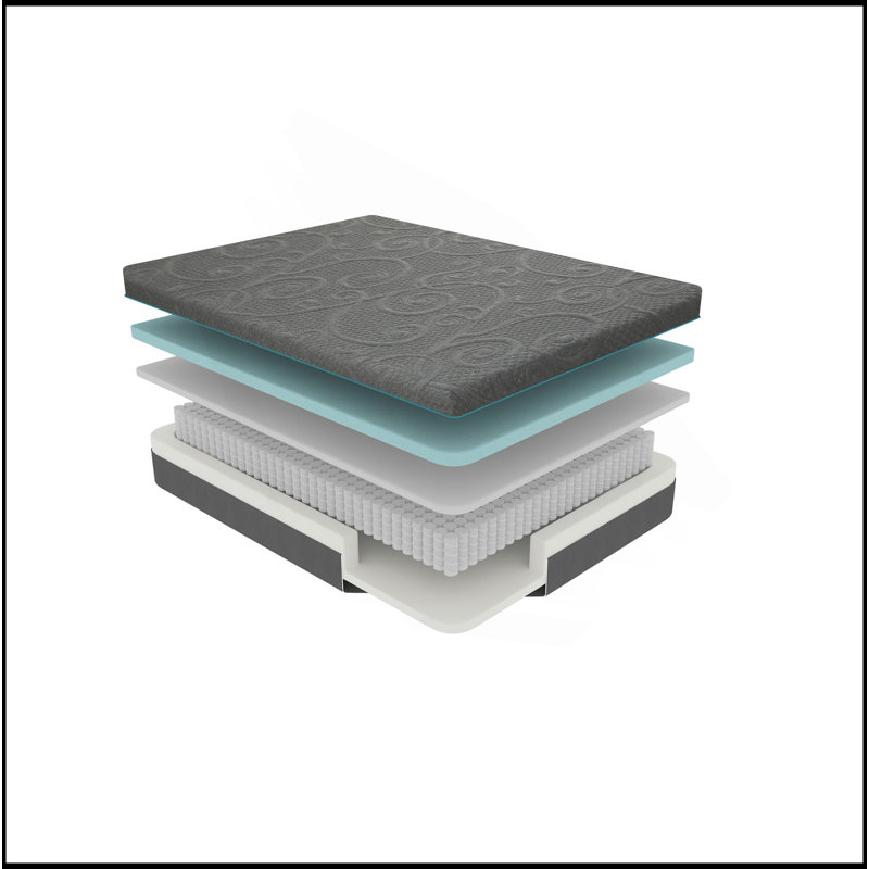 Bed Mattress Gel-Infused Memory Foam Hybrid Mattress, Dark Gray, Mattress In A Box, Firm Comfort Mattress, King, 11"