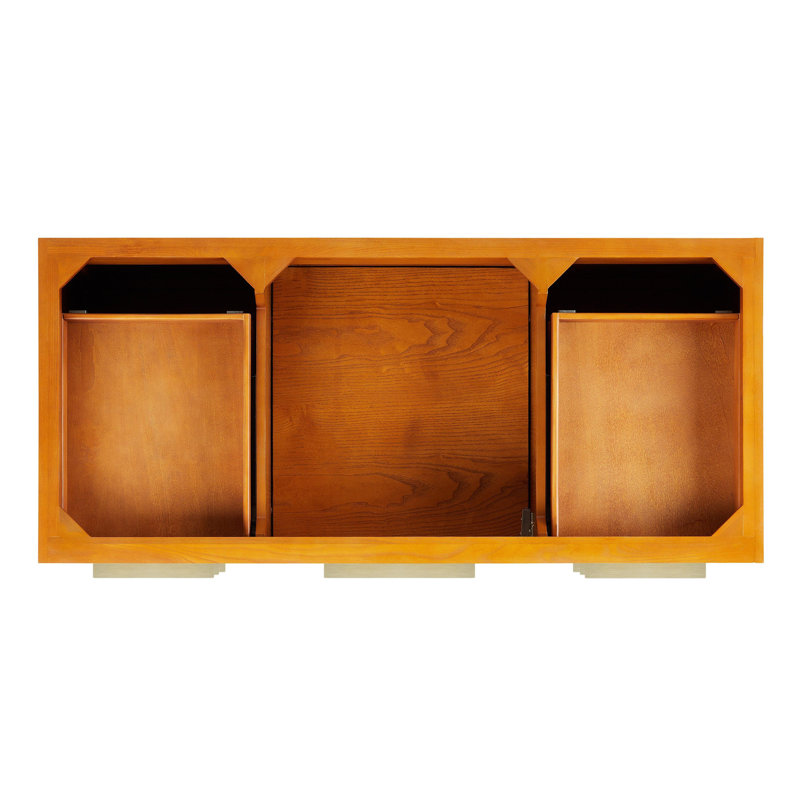 48" Dita Single Bathroom Vanity Set with Rectangular Undermount Sink, Medium Wood, Artic White Quartz
