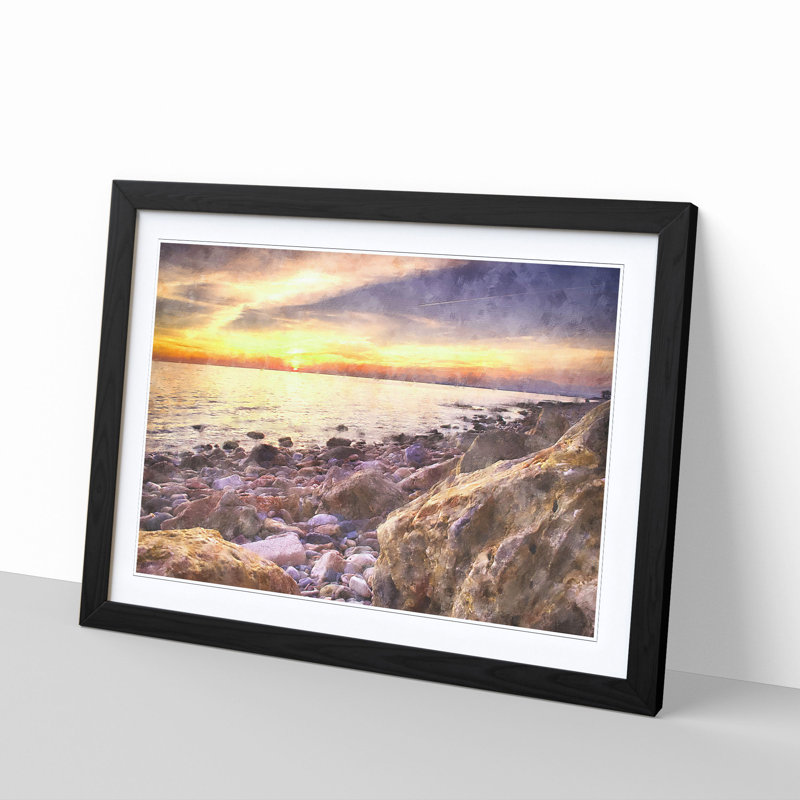 Ocean View in Murcia Spain - Picture Frame Painting Print, 24cm H x 33cm W x 2cm D, Black Framed