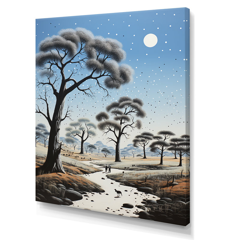 Baobab africain dans la nuit - Reproduction d'art mural arbre baobab, Toile tendue, H 20 po x l 12 po
