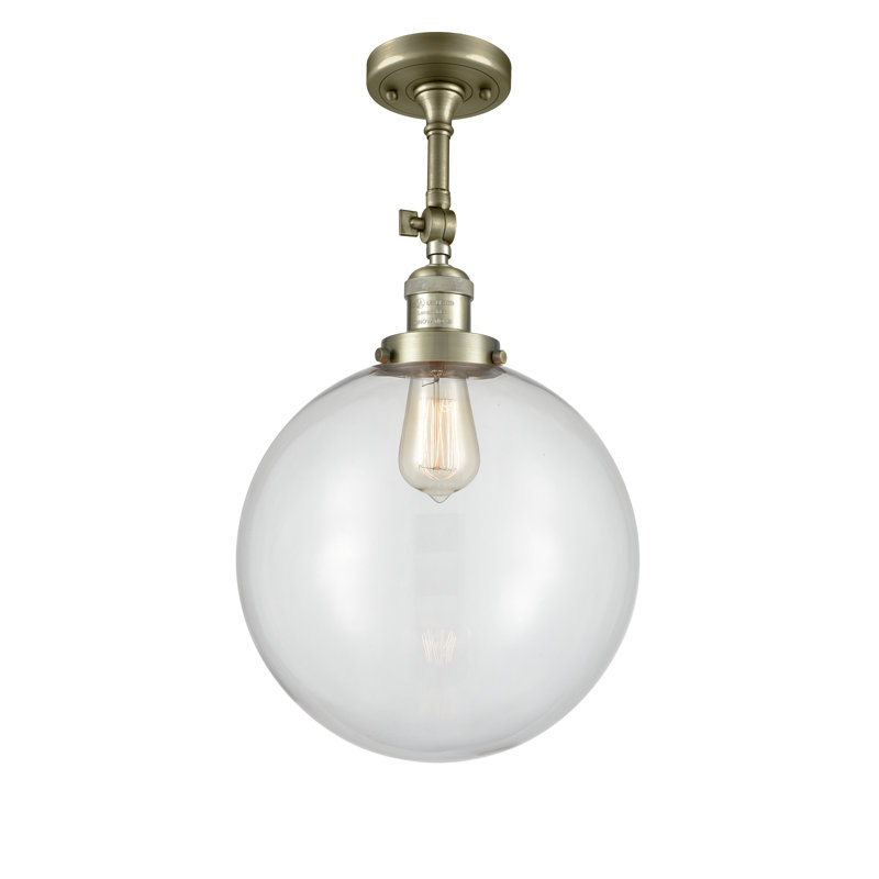 Plafonnier semi-encastré 1 lumière 12 "ciacchi, Laiton antique, Ampoule non incluse, Grainé